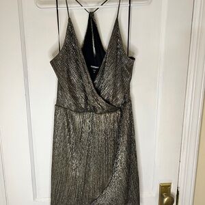 Express Gold and Black Mini Slip Dress